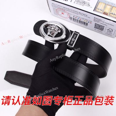 2019 Replica Versace Reversible Black Leather Belt Men Gifts